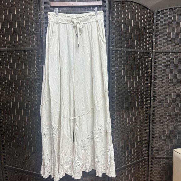 Free People Movement Wide Legged Pants Off White Size Large - Picture 2 of 8